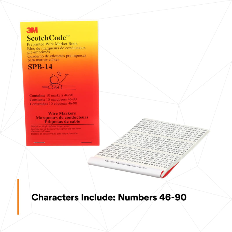 3M Pre-Printed Wire Marker Book SPB-14, Black Print on White Background, 1 Book
