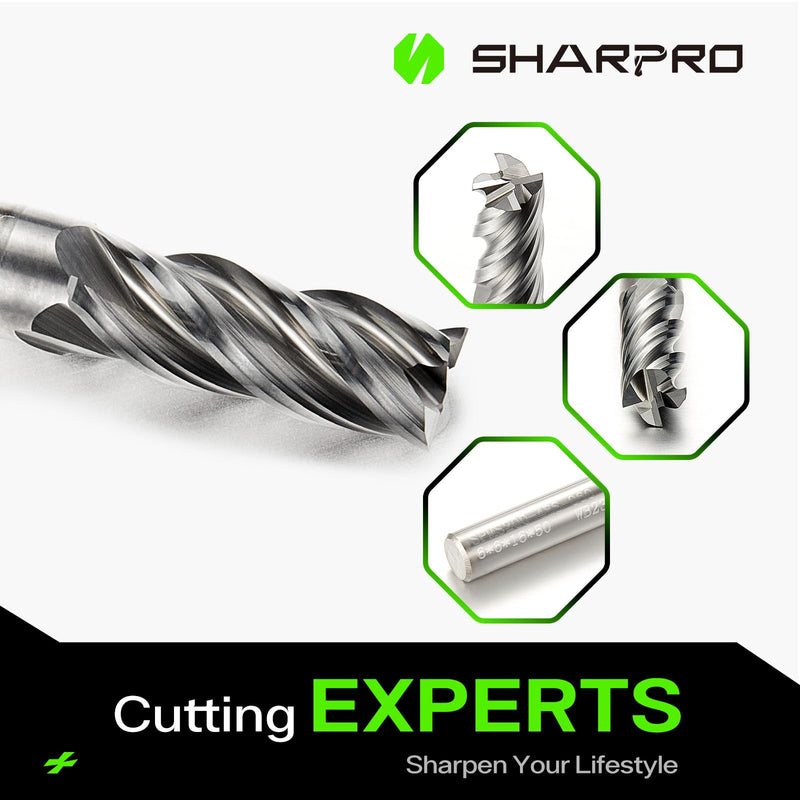 [Australia - AusPower] - 6mm Shank End Mill Bit 6mm Cutting DIA. 4 Flutes AlCrN Coated Carbide Square CNC Milling Bit, Apply for Alloy Steel, Stainless Steel, Cast Iron and Aluminum Cutting 6mm SHK 6mm DIA 1 