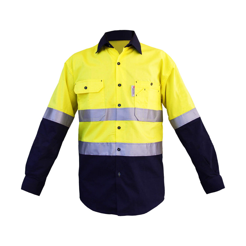 LANTERN FISH High Visibility Shirts with Reflective Tape Class 3 Construction Safety Work Shirts for Men Women 3X-Large Yellow/Navy