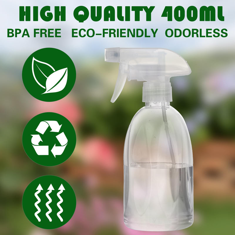 [Australia - AusPower] - Empty Clear Plastic Spray Bottles 13.5oz/400ml Adjustable Nozzle Mist/Stream Water Spray Bottle Heavy Duty Spraying Bottles Plant Mister Spray Bottle for Cleaning Solutions, Plants, Hair Clear*2 