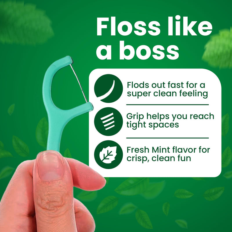 Mint Dental Flossers,Toothpick,Easy Storage Portable Traveling Fresh Mint Flavor Teeth,Gums,Healthy Dental Floss 300 Count (Pack of 6)