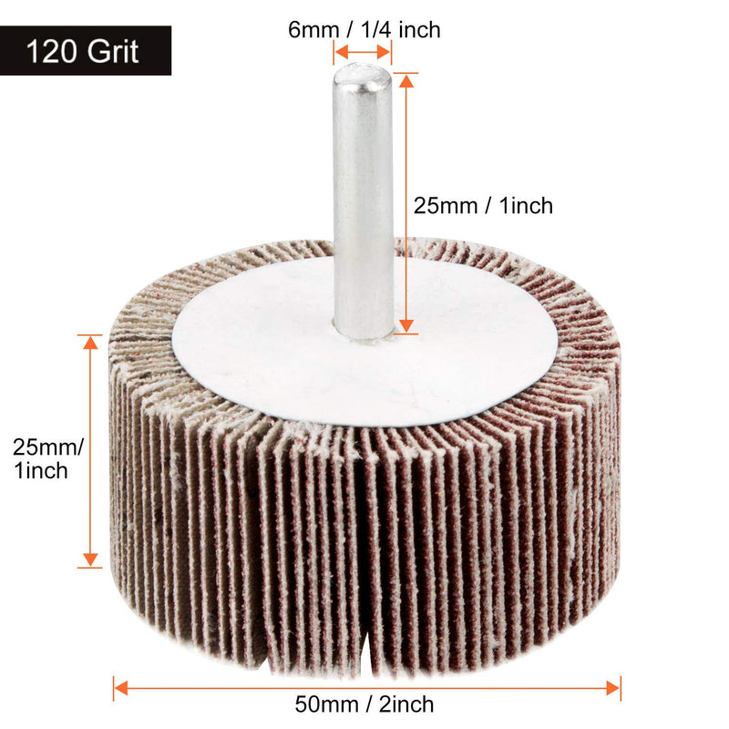 [Australia - AusPower] - 10 Pack Sanding Flap Wheel, 2 x 1 x 1/4 inch Shank Mounted Flap Wheels 120 Grit Aluminum Oxide Abrasive Flap Grinding Wheels by STARVAST for Removing Rust, Deburring, Grinding Polishing Flat 