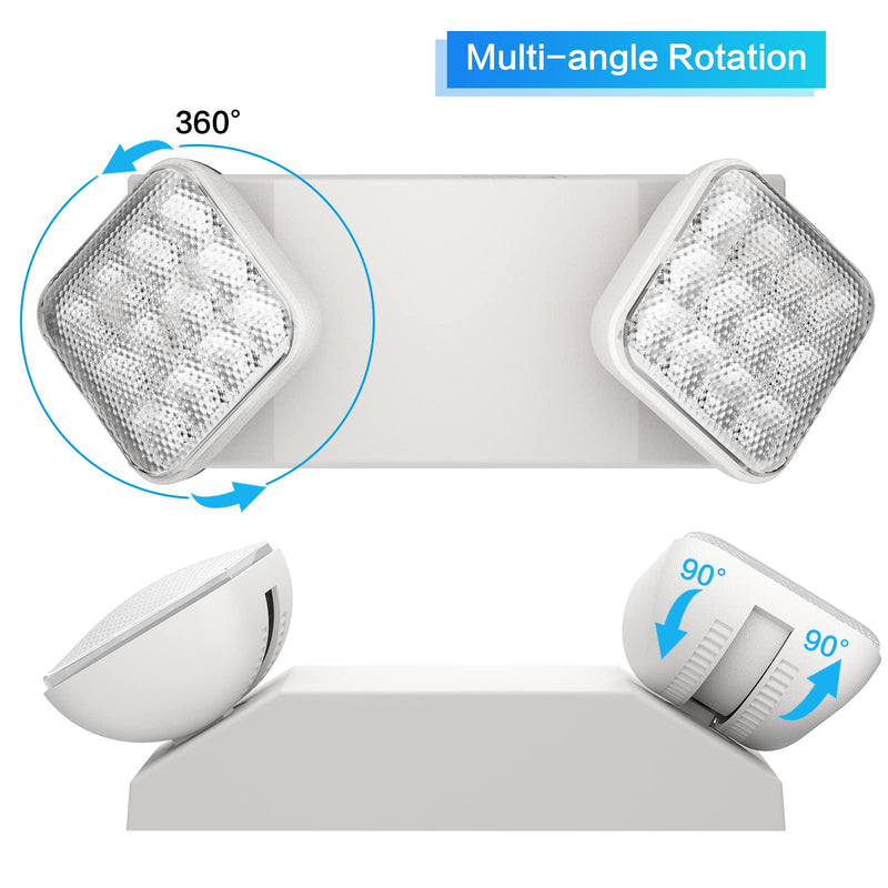 1 Pack LED Emergency Lights for Business, with Battery Backup, Two Head Adjustable LED Emergency Square Lighting for Home, UL 924 Certified-Emergency Lighting Fixture. White 1 PACK