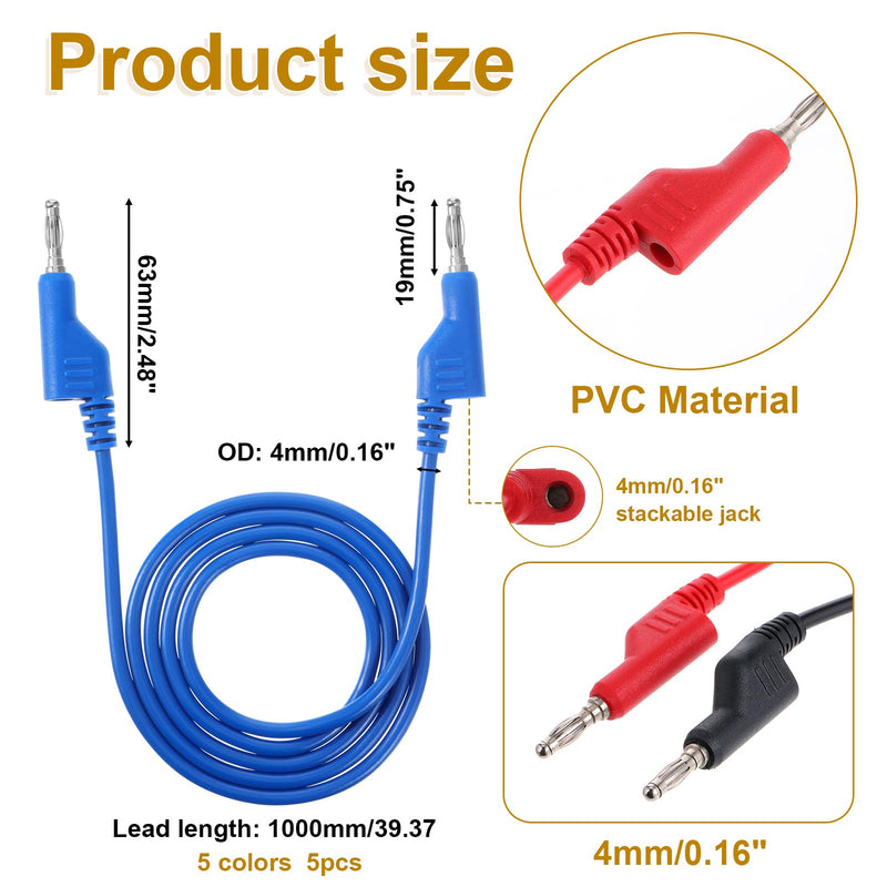 [Australia - AusPower] - 30 PCS Banana Plug Silicone Test Leads Kit, 4mm Stackable Colorful Silicone Banana Plug with Threading Probe, Connection Hose, Alligator Clips, Probe Holder, 100cm Test Probe Leads Wire Cable 