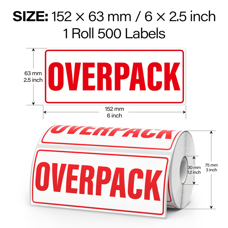 Air Specialty Overpack Labels 500 Pcs, Large Overpack Stickers 2-1/2 x 6 Inches Strong Adhesive Waterproof Shipping & Handling Stickers for Transportation Packing Box