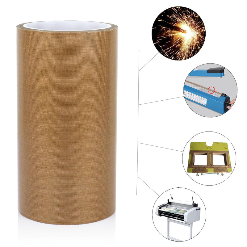 BOMEI PACK PTFE Glass Cloth Tape, 1 Pack 7 "x 33 ft High Temperature PTFE Tape Abrasion Resistant Surface Protection for Vacuum Sealer Machine, Hand Impulse Sealers Insulation Coated 1R Teflon 7inch33ft