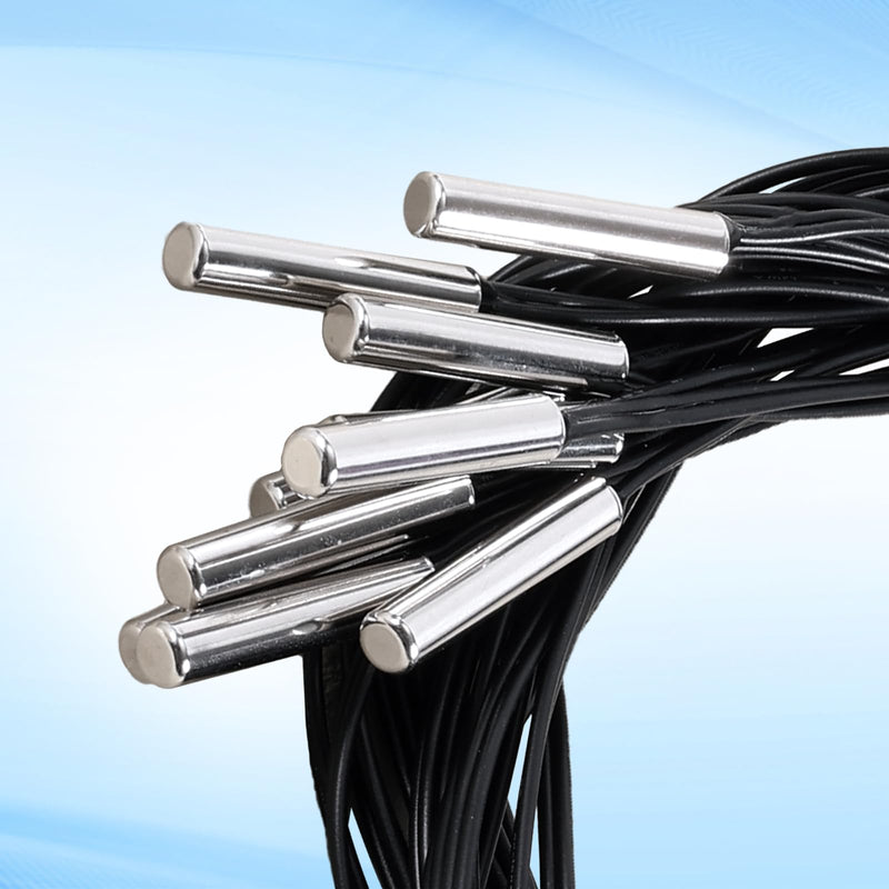 [Australia - AusPower] - 10pcs 10k Temperature Sensor Probe, Black Thermistor Sensor Probe Waterproof 1 Meter Digital Temp Transmitter Extension Cable Compatible with NTC 10K B3950 1% 