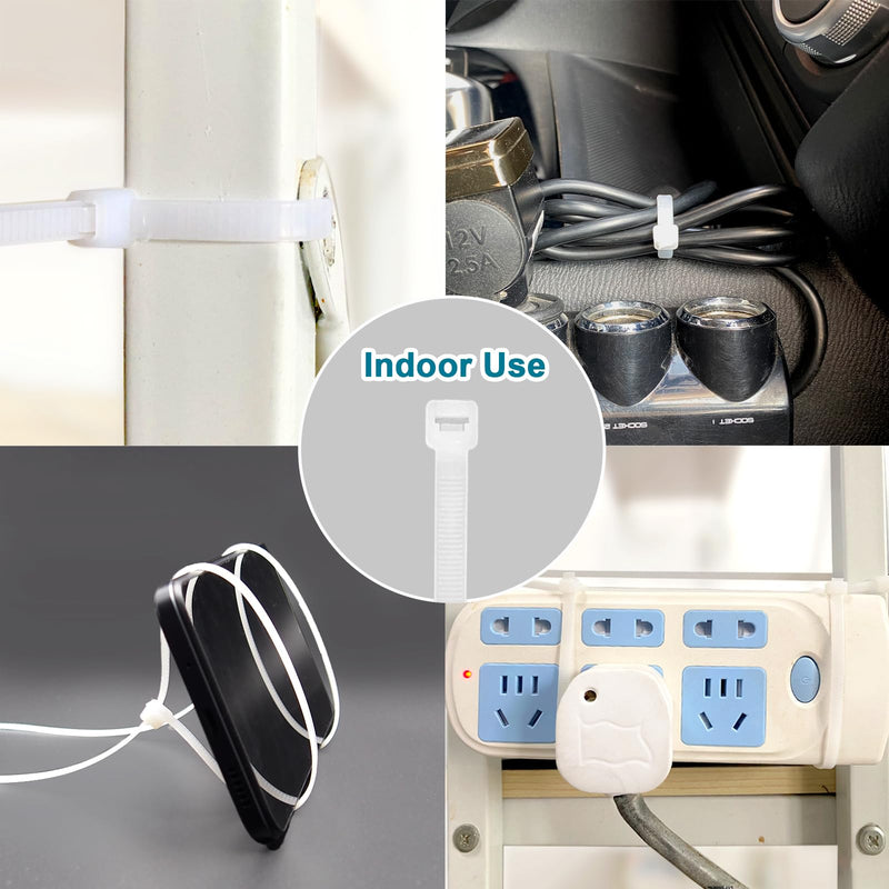 [Australia - AusPower] - White Zip Ties 14 inch (100 Pack), Clear, 50 lb, UV Resistant Cable Ties for Outdoor Use, LOCKLOCK 14" (100 Pack) 