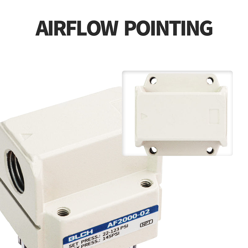 [Australia - AusPower] - BLCH 1/4" NPT Air Line Dryer - Air Dryer for Compressor,Compressed Air Dryer Air Drying System AF2000-02Z Manual Drain Poly Bowl 0-160 PSI 5μm AF2000-02 