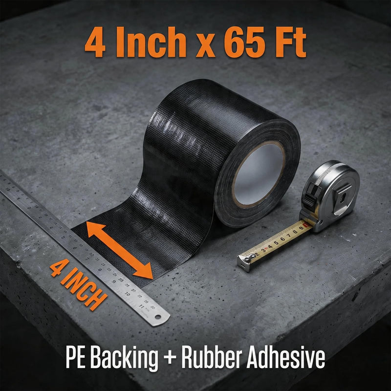 Super Strong Duct Tape, 6 Inch x 32 Feet Multi-Purpose Heavy Duty Waterproof Duct Tape for Crafts & Home Improvement, Black 6" X 32"