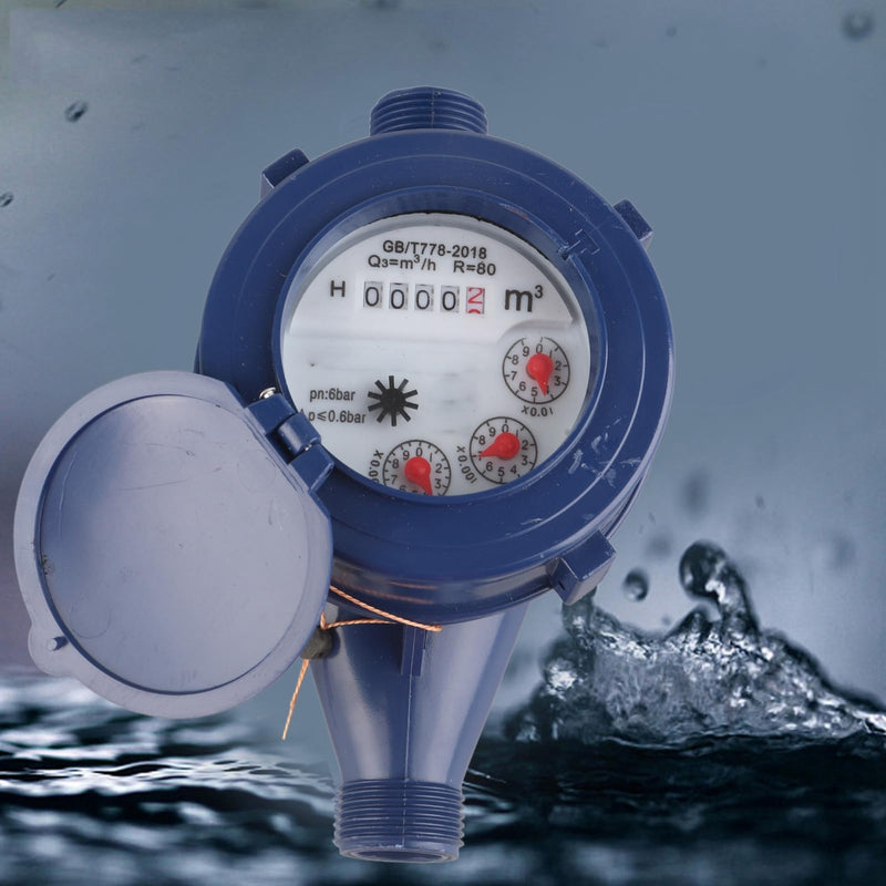 [Australia - AusPower] - Plastic Water Meter, DN15 Wet Cold Water Flow Measurement Tool, Garden Irrigation Monitoring Device with Clear Reading Interface, Single Pipe Wide Range Meter 