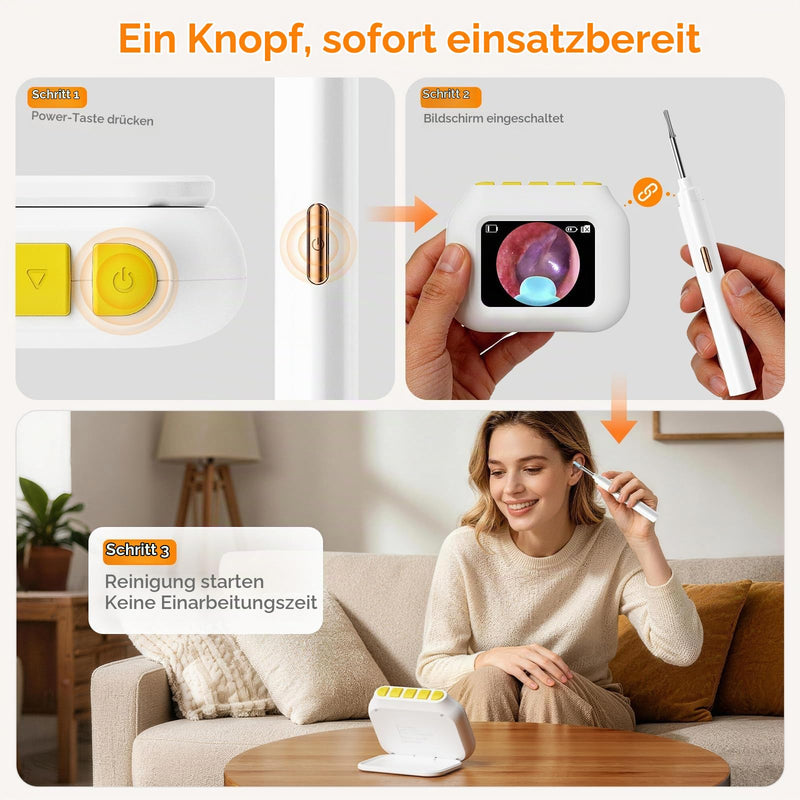Ear Wax Remover Otoscope with Screen, Ear Cleaner with Otoscope for Home - No Phone, No App, No WiFi, One Button Operation, Wireless Earwax Camera 1080P HD