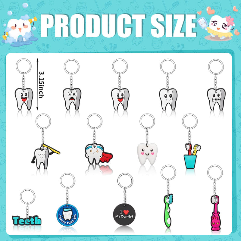 [Australia - AusPower] - 28Pcs Tooth Keychain Dental, Dental Assistant Gifts Tooth Shape Keychain, Dental Gift for Dental Students Office Staffs Dental Assistants(14 Styles) 