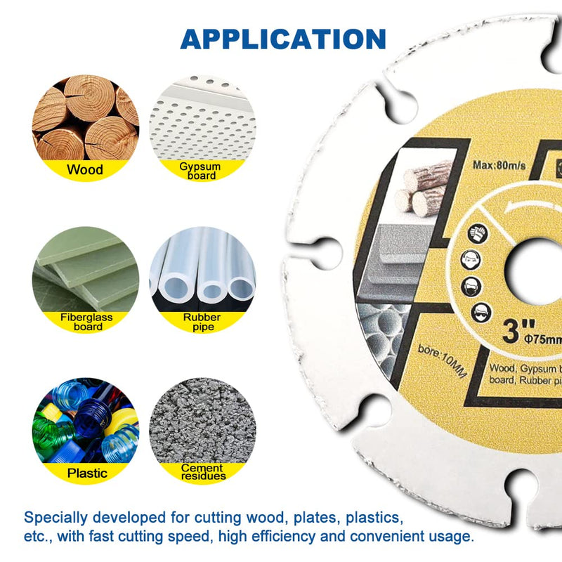 [Australia - AusPower] - HIGHDRIL Carbide Diamond Wood Cutting Blades - 75 mm x 2 Vacuum Brazed Disc for Plastic, Wood and Fibreglass Wood cutting blade 