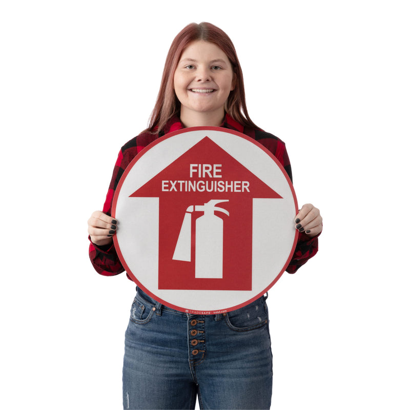 [Australia - AusPower] - TRADESAFE Fire Extinguisher Anti-Slip Floor Sticker - Fire Extinguisher Sign, Peel and Stick Adhesive Vinyl Sign, ANSI-Compliant, 17” Diameter Round Sticker 