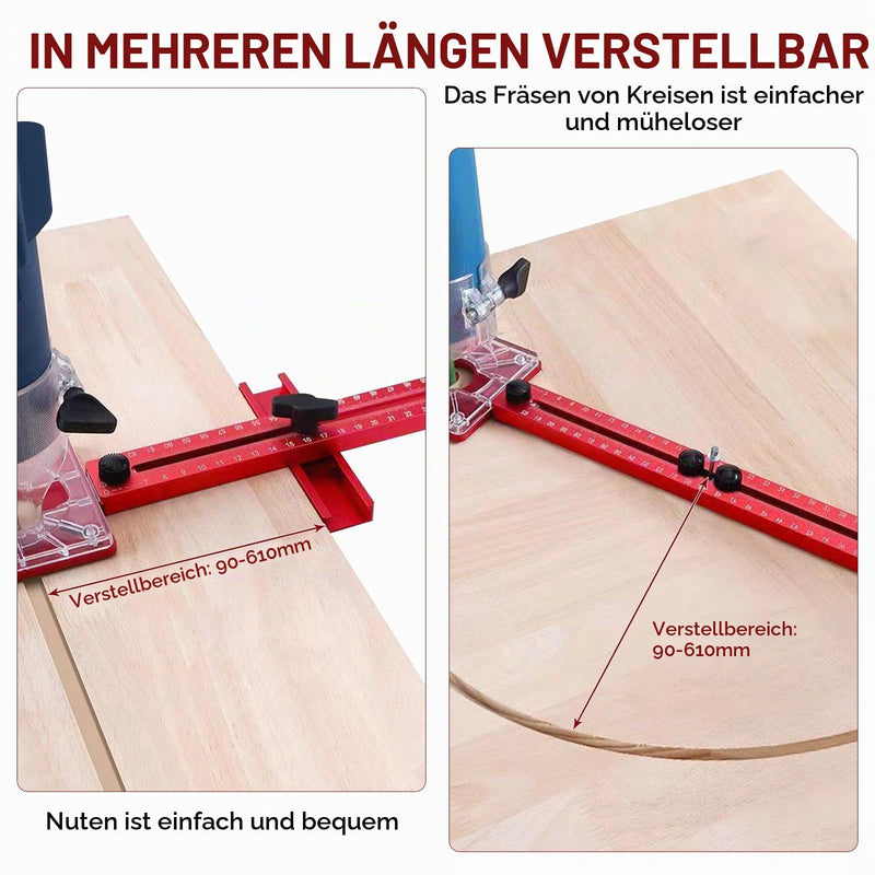 4 in 1 Adjustable Router Compass - Radius 90-610mm | Aluminium Multifunktionale Frässchablone Oberfräse Zubehör, Planfräsvorrichtung & Fräsrillenhalterung, kompatibel mit Makita