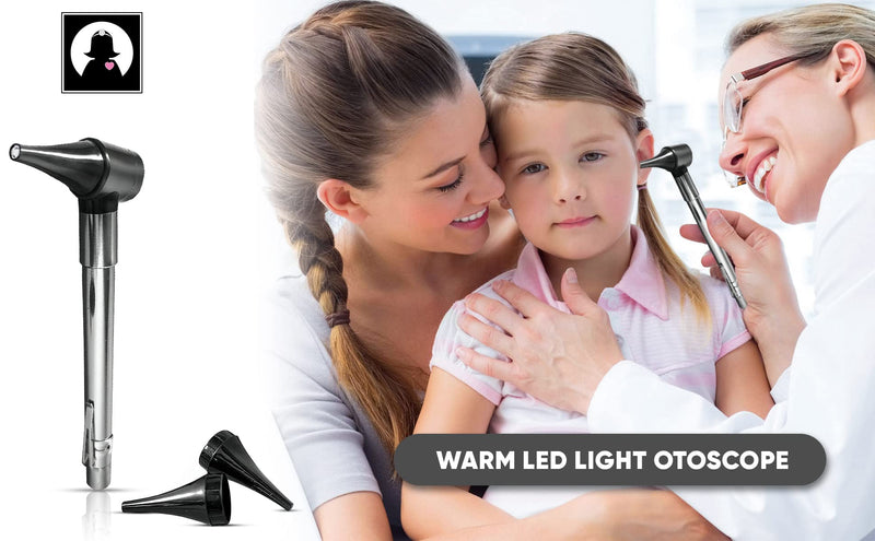 [Australia - AusPower] - Third Generation Dr Mom Slimline Stainless LED Pocket Otoscope with an Optical Quality Glass Lens and Hard Plastic Travel Hard Case - Silver 