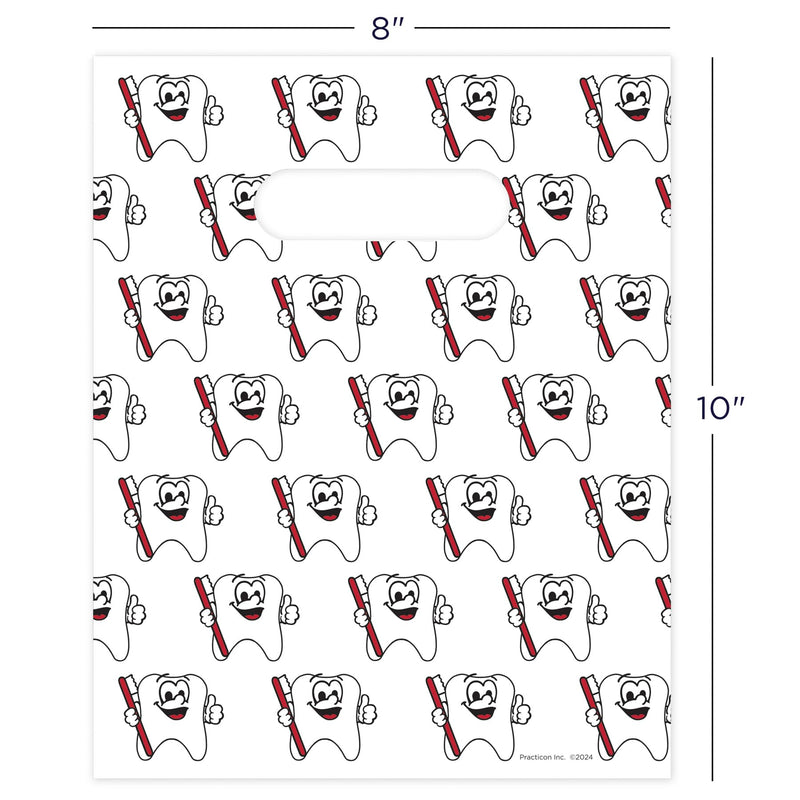 [Australia - AusPower] - Tootie Tooth Scatter Print Dental Giveaway Bags, 8" x 10", 100 Pack 