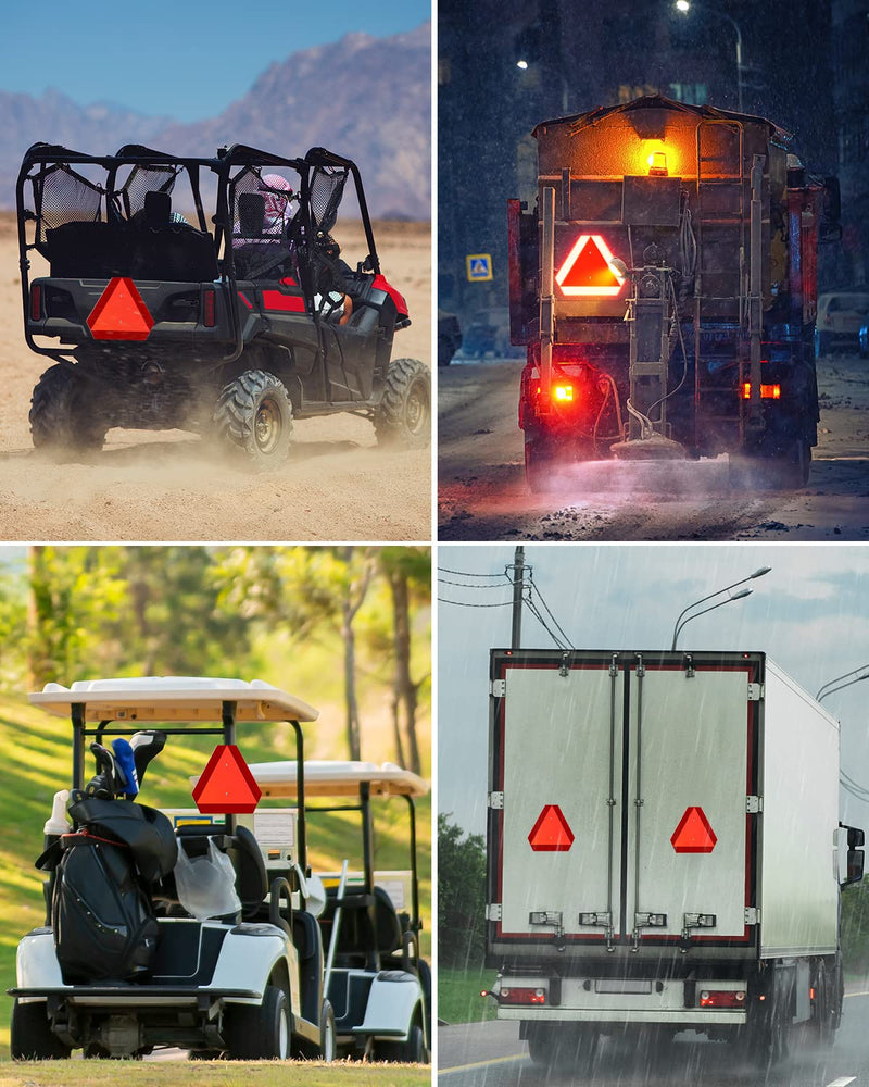 [Australia - AusPower] - Slow Moving Vehicle Sign, Rust Free Aluminum Slow Moving Vehicle Triangle Signs, 14"X16", 40-Mil Thick Diamond Grade Reflective For Golf Cart, For Golf Cart, Tractor, Utv, Safety Signs Orange-red one-pack 
