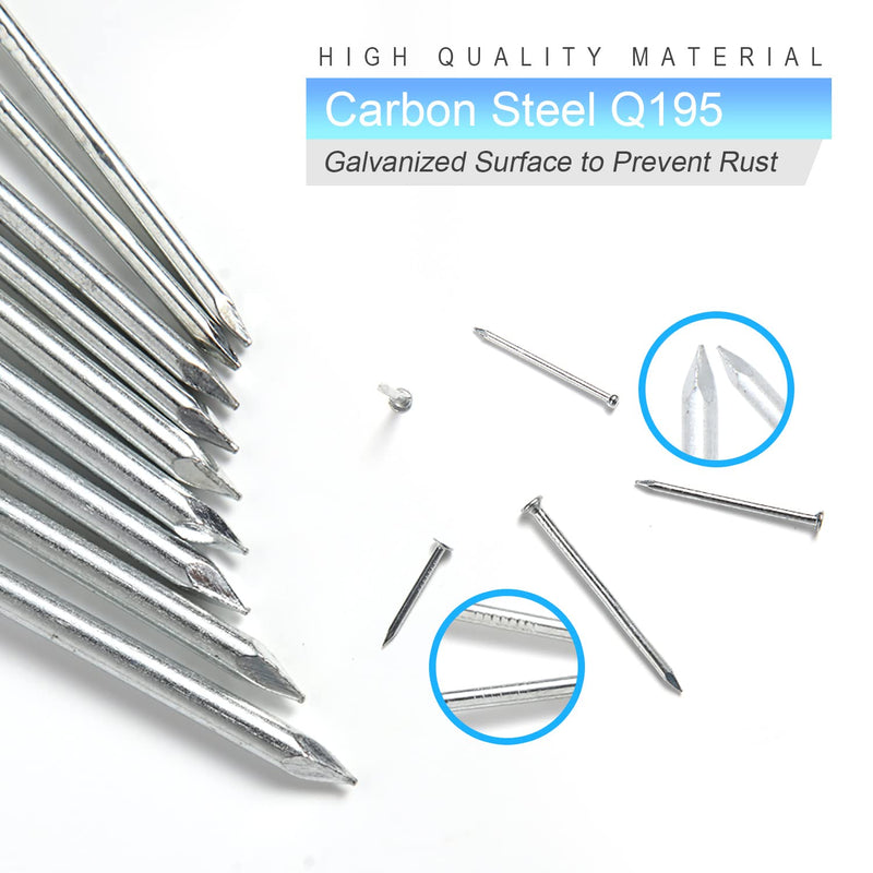 [Australia - AusPower] - 376pcs Hardware Nails Assortment kit with 2" Nails & 8oz Claw Hammer, Nails for Hanging Pictures, Picture Hanging Nails, Finishing nails, Wall nails, Small nails, Wood nails and Hammer 