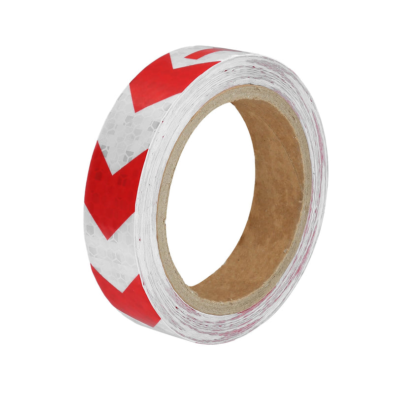 ACROPIX Universal 2.5cmx9m Red and White Arrow Car Reflective Stickers Reflective Tape Safety Warning Reflective Protector - Pack of 1