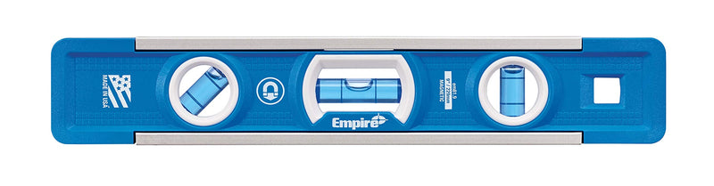 [Australia - AusPower] - Empire Level EM81.9G 9 Inch Magnetic Torpedo Level w/Overhead Viewing Slot (Made in USA), Silver/White/Blue 