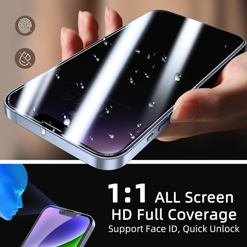 [Australia - AusPower] - Privacy Screen Protector for iPhone 13/13 Pro/14 [3-Pack][6.1 Inch] Display Tempered Glass Film with Easy Installation Frame, Ultra HD, 9H Hardness, Scratch Resistant, Case Friendly iPhone 13/13 Pro/14-6.1 Inch Privacy 3-Pack 