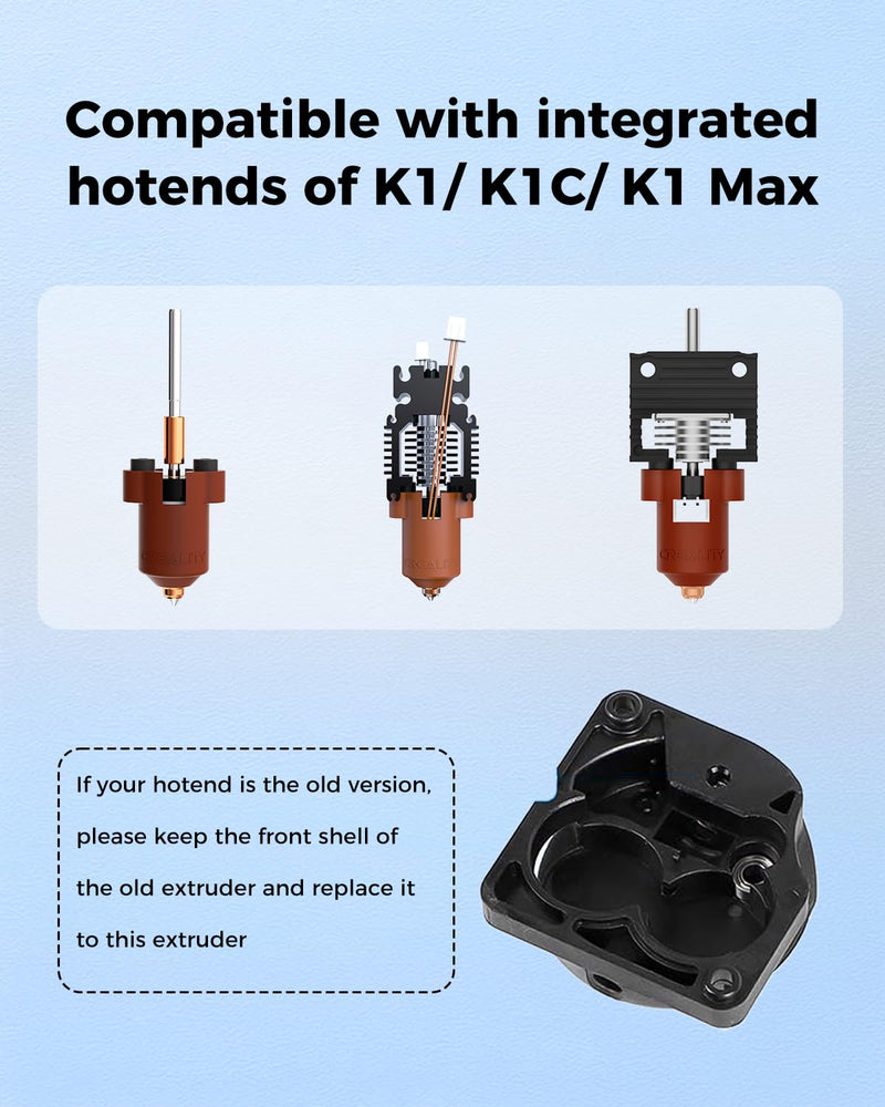 Creality Official Upgrade K1 SE/K1C Extruder, 50N Strong Extrusion Force & Dual Gear Design Provide Smooth and Precise Feeding，OEM Replacement Parts Extruder without Motor