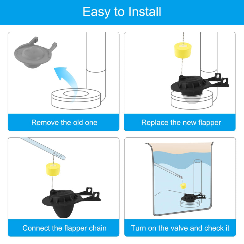 [Australia - AusPower] - Hibbent 2 Pack 2-Inch Toilet Flapper Replacement Compatible with American Standard 7381129-200.0070A Universal Flapper and Chain with Float, 2-Inch Flush Valves Matte Black 