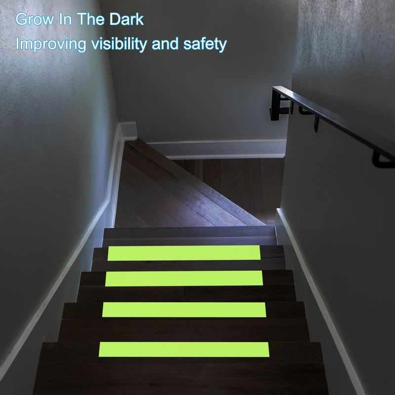 PATIKIL 0.4" x 16.4Ft Glow in The Dark Tape, Neon Luminous Reflective Waterproof Stickers PVC Warning Tape Self Adhesive for Stairs Tread Step Indoor Outdoor, Fluorescent Green 1
