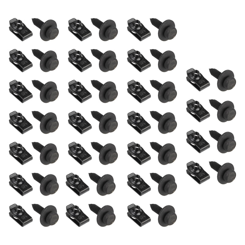 [Australia - AusPower] - 50PCS 1/4 Body Bolts & U-Nut Clips, Fender Bolts, Engine Under Cover Splash Shield Guard Body Bolts (25 Bolts + 25 Clips) 