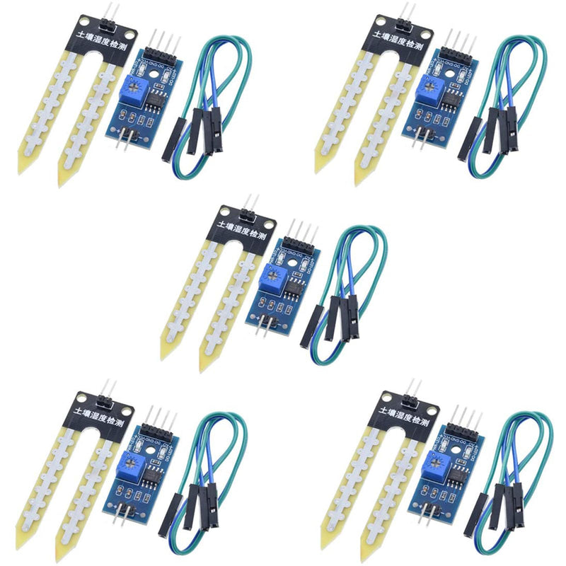[Australia - AusPower] - 10-Pack Environmental Sensor Bundle: 5x DHT11 Temp & Humidity Sensors (3.3V-5V, 0-50℃, 20%-95%) + 5x LM393 Soil Moisture Sensors (3.3V-5V) 
