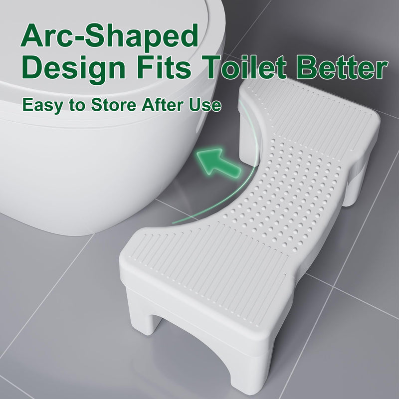 Kzeirm Toilet Potty Stool for Adults, 7" Heavy Duty Plastic Squatting Poop Foot Stool, Bathroom Non-Slip Toilet Assistance Step - Healthy Gifts for Kids Seniors, 2 Pack 6.7inch (2 Pack) Gray
