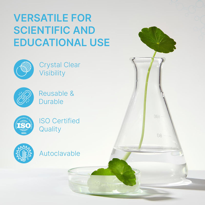 Borosilicate Glass Petri Dish with Lid, Tissue Culture Dish (60 mm, Pack of 20) 60 mm, Pack of 20