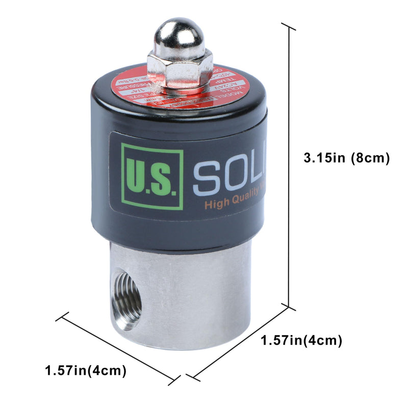 U.S. Solid 1/4" Stainless Steel Electric Solenoid Valve 24VAC N.C. VITON Water Air Fuel 0.25 Inch