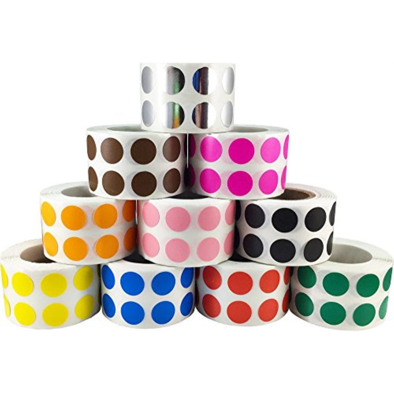 InStockLabels.com Color Code Labels in Bulk - 10 Colors of Half Inch Round Dot Labels - 10,000 Total - Self Adhesive