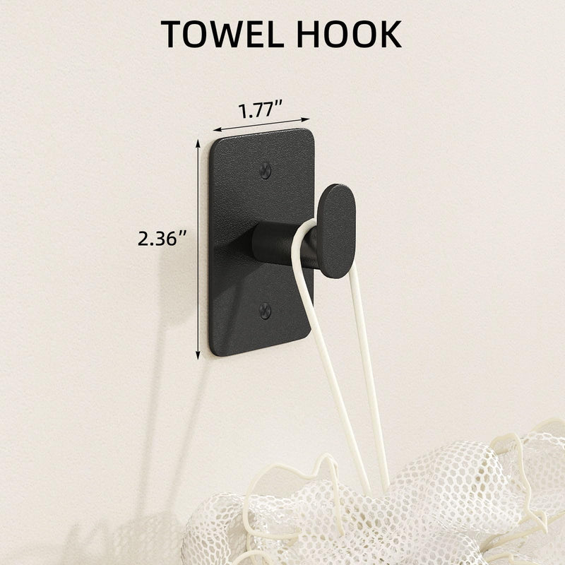 Matte Black Bathroom Accessories Set 4-Pieces, Towel Racks for Bathroom 24Inch Towel Bar, Towel Ring, Towel Hooks, Toilet Paper Holder with Shelf, Stainless Steel Wall Mounted Bathroom Hardware Set