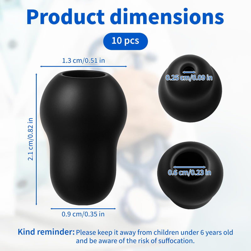 [Australia - AusPower] - 10PCS Black Ear Tips Replacement, Stethoscope Ear Tips/Earing Pieces Earplugs Accessories, Silicone Stethoscope Parts Replacement Eartips Earpieces, Comfortable Soft Stethoscopes Eartips Earpieces 