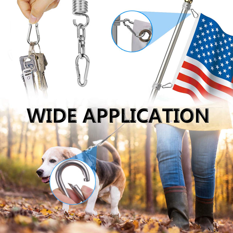 [Australia - AusPower] - Spring Snap Hooks, 304 Stainless Steel Metal Clip Heavy Duty Rope Connector Small Snap Clamp Key Chain Link Buckle for Hammock Swing Set Outdoor Travel Camping Fishing Hiking 1.57inches(m4)-8pcs 