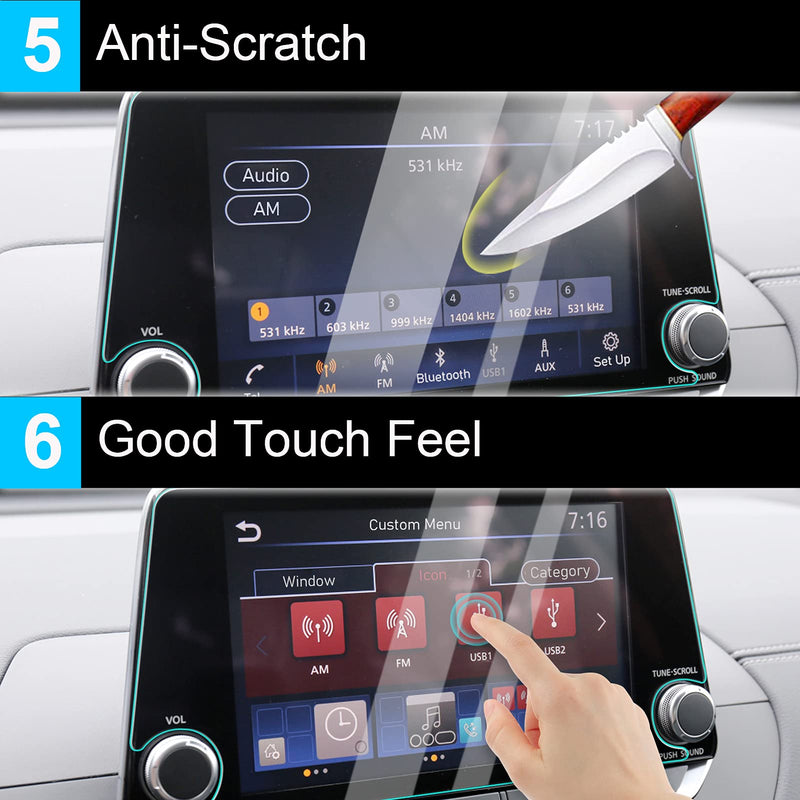 [Australia - AusPower] - TTCR-II Navigation Display Screen Protector For Nissan Altima 2019-2021 and For Sentra 2020-2021, Console Touchscreen Protector With 8-Inch, Tempered Glass Protective Film (For 8" Altima/Sentra) For 8" Altima/Rogue/Sentra 