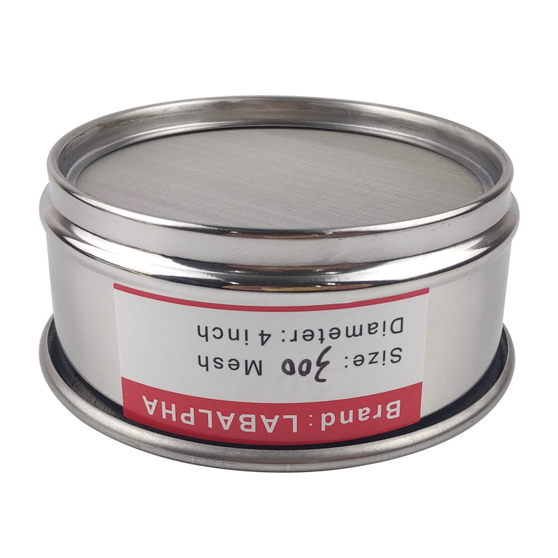 LABALPHA 300 Mesh Lab Sieves, Test Sieve #300 Mesh, 4'' Diameter, 304 Stainless Steel Wire Cloth (0.054mm) 300 mesh (0.054mm)