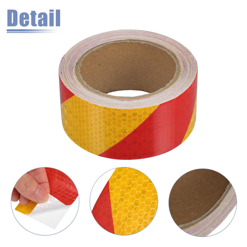 ACROPIX Universal 5cmx10m Yellow and Red Twill Car Reflective Stickers Reflective Tape Safety Warning Reflective Protector - Pack of 1