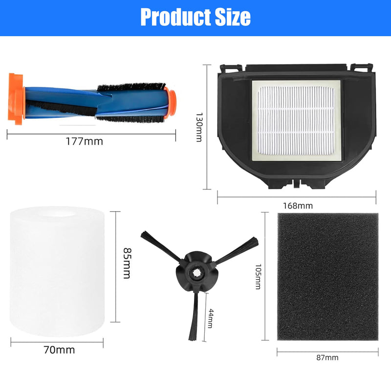 RV2310AE Replacement Parts for Shark AV2310AE/RV2320S/RV2300S/UR2360S Matrix Robot Vacuum 2 Roller Brushes, 6 Side Brushes, 2 HEPA Filters, 2 Foam & 2 Sponge Filters, 1 Main Brush Cover-15 Pack Kits with Roller Cover