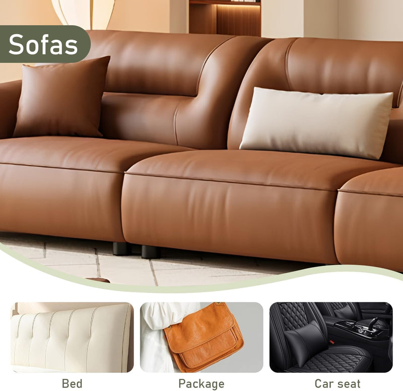 SYLVASS Self Adhesive Leather Repair Patches for Couch, Sofas, Furniture, Car Seats, Office Chairs, Pack of 2 Light Brown Lgiht Brwon
