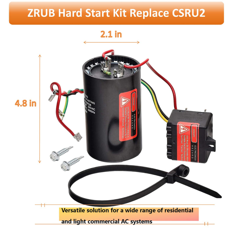 Long Term Replace CSRU2 Compressor Saver Hard Start ZRUB Capacitor Work on Units 3 1/2 to 5 tons Hard Start Kit for Air Conditioner