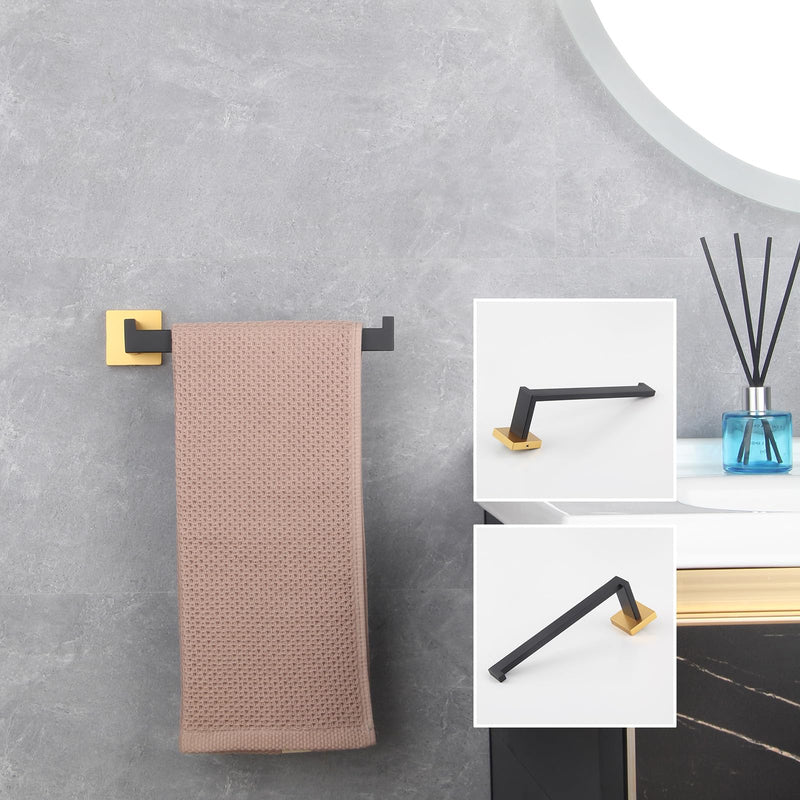 GERZWY Bathroom Hardware Accessories Sets Stainless Steel 2-Pieces - Toilet Paper Holder Towel Ring (Black & Gold) FG1656-2BD Black & Gold