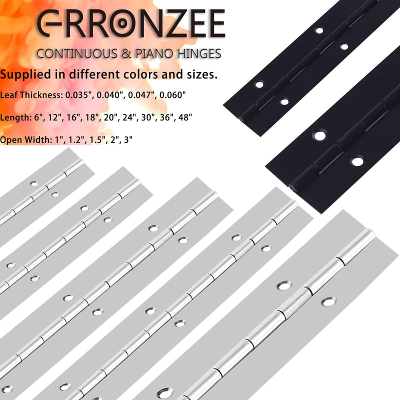 2PCS Heavy Duty Piano Hinge 20 Inch Continuous & Piano Hinges with Screws, Stainless Steel Piano Hinge for Cabinet, Door, DIY Wood Boxes, 0.047" Leaf Thickness, 2" Open Width