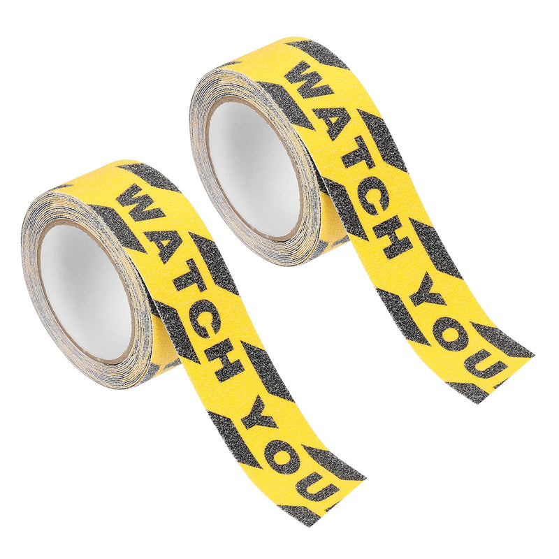 PATIKIL 2Pcs Frosted Non-Slip Tape - 16.4 ft x 2 Inch, Heavy Duty Anti Slip Grip Safety Watch Your Step Tape High Adhesion & Waterproof, Suit for - Outdoor/Stairs, Yellow Black