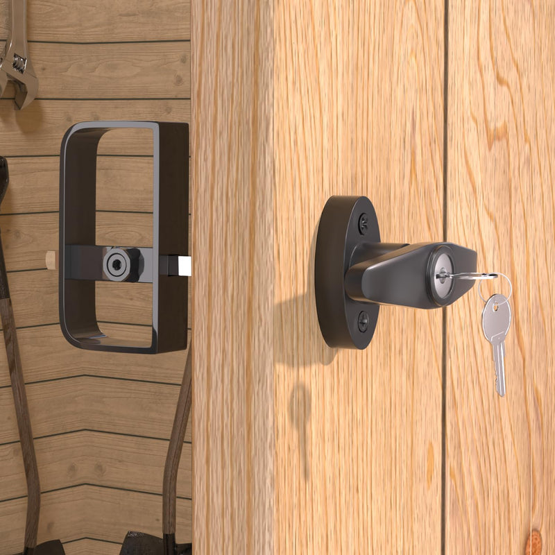 2Pack Shed Lock, 5-1/2" Steam with 4 Keys, Shed Door Latch, Door Lock Latch, Shed Door Hardware- Black 2