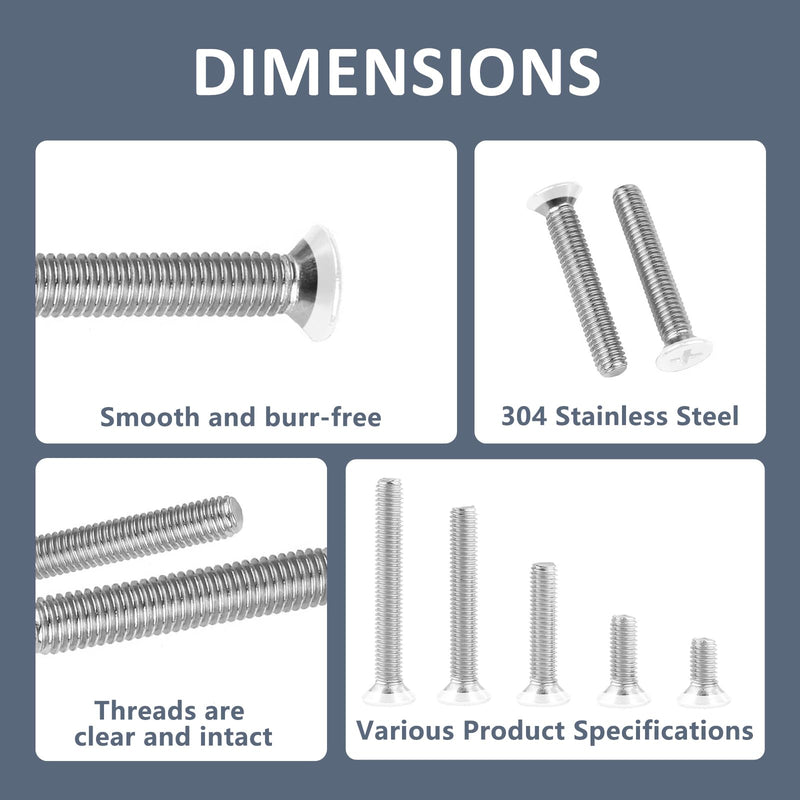 [Australia - AusPower] - QISHENG 100 PCS White Head #6-32X1 Stainless Steel Phillips Flat Head Machine Screws,DIY,Repair,Install Furniture and Electrical Appliances Screws,Stainless Steel 18-8 A2(304) Screw #6-32X1" 